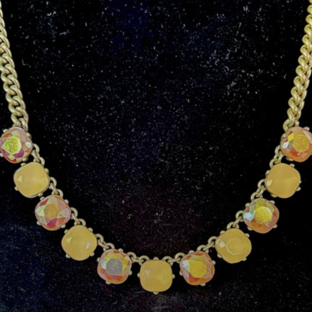 J. Crew crystal designer Marked Statement necklace YELLOW & YELLOW AB